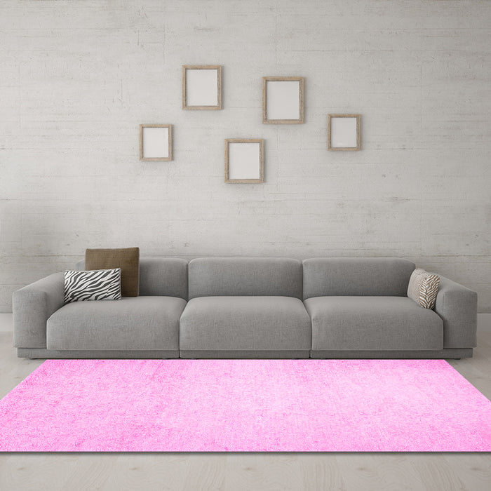 Machine Washable Solid Pink Modern Rug in a Living Room, wshcon521pnk