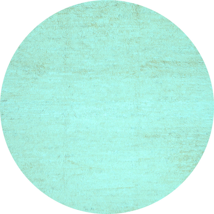 Round Machine Washable Solid Light Blue Modern Rug, wshcon521lblu