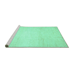 Sideview of Machine Washable Solid Turquoise Modern Area Rugs, wshcon521turq
