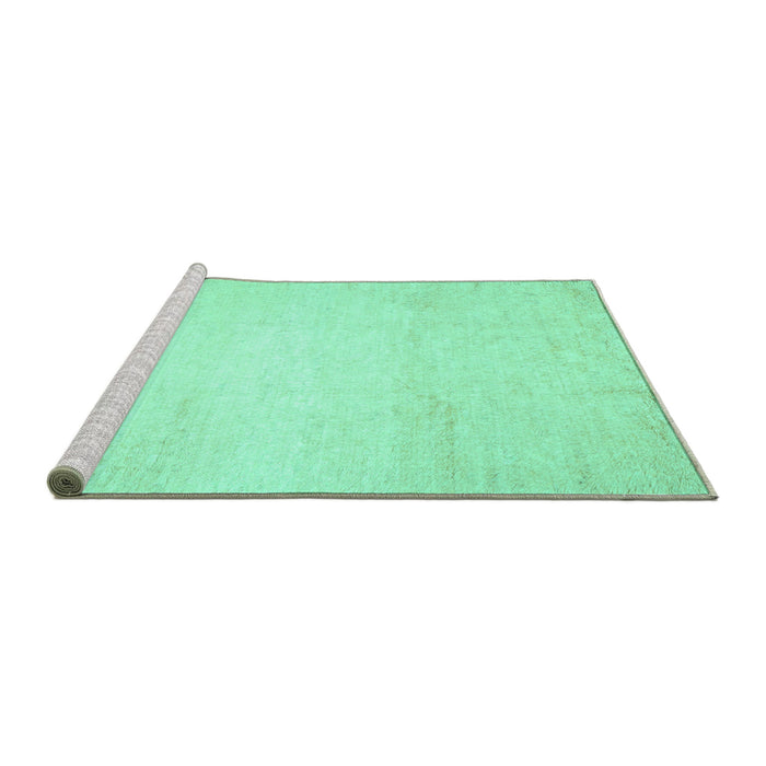 Sideview of Machine Washable Solid Turquoise Modern Area Rugs, wshcon521turq