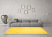 Machine Washable Solid Yellow Modern Rug in a Living Room, wshcon521yw