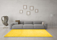 Machine Washable Solid Yellow Modern Rug, wshcon521yw