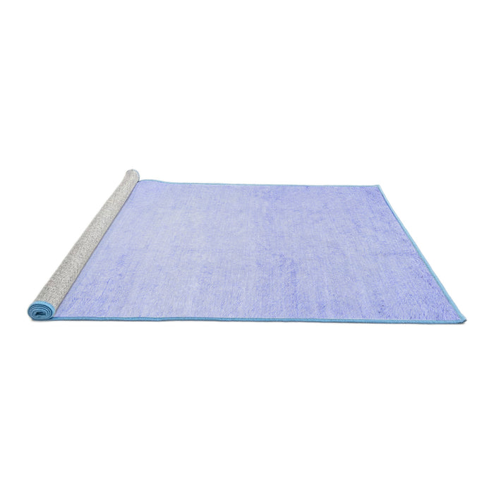 Sideview of Machine Washable Solid Blue Modern Rug, wshcon521blu