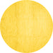 Round Machine Washable Solid Yellow Modern Rug, wshcon521yw