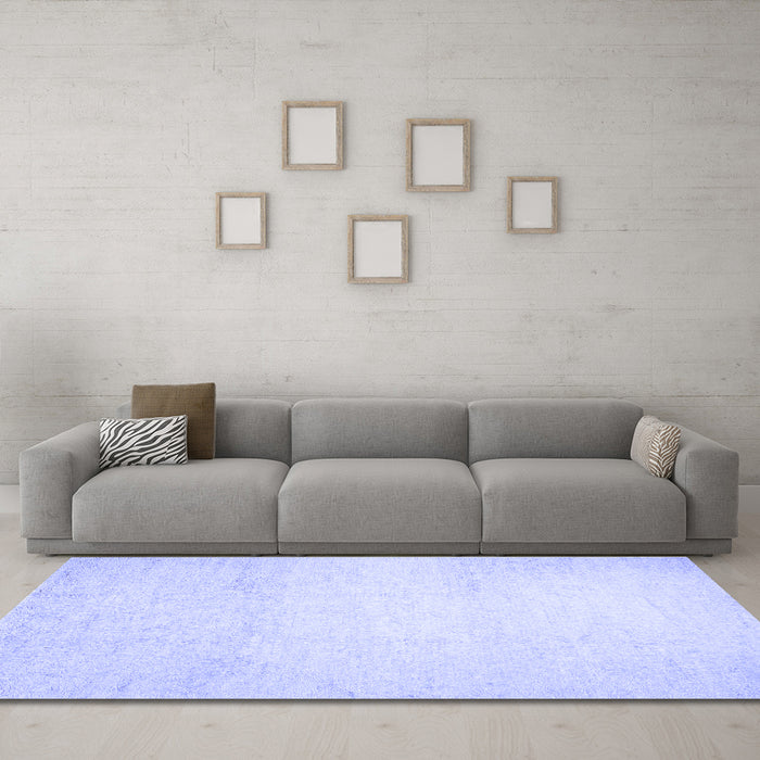 Machine Washable Solid Blue Modern Rug in a Living Room, wshcon521blu