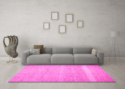 Machine Washable Abstract Pink Contemporary Rug in a Living Room, wshcon522pnk