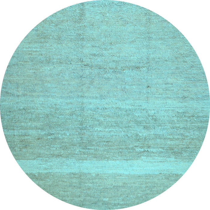 Round Abstract Light Blue Contemporary Rug, con522lblu