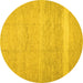 Round Abstract Yellow Contemporary Rug, con522yw