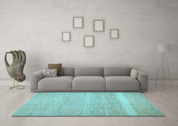 Machine Washable Abstract Light Blue Contemporary Rug in a Living Room, wshcon522lblu
