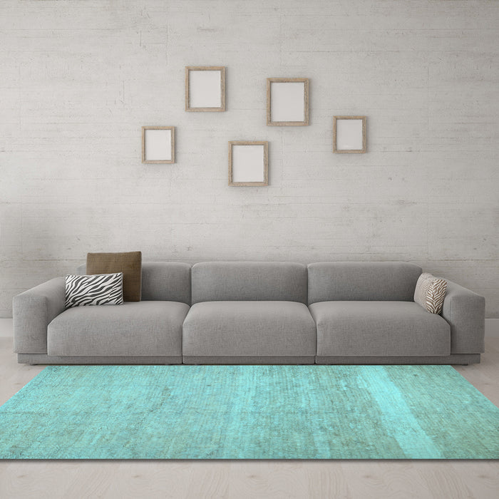 Machine Washable Abstract Light Blue Contemporary Rug in a Living Room, wshcon522lblu
