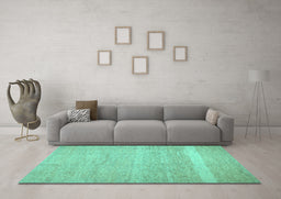 Machine Washable Abstract Turquoise Contemporary Area Rugs in a Living Room,, wshcon522turq