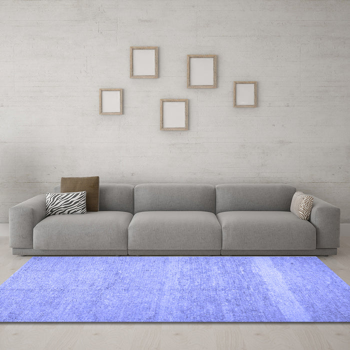 Machine Washable Abstract Blue Contemporary Rug in a Living Room, wshcon522blu