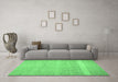 Machine Washable Abstract Emerald Green Contemporary Area Rugs in a Living Room,, wshcon522emgrn