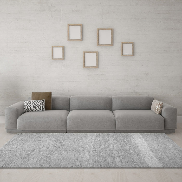 Machine Washable Abstract Gray Contemporary Rug in a Living Room,, wshcon522gry