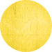 Round Machine Washable Solid Yellow Modern Rug, wshcon523yw