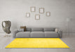 Machine Washable Solid Yellow Modern Rug in a Living Room, wshcon523yw