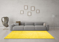 Machine Washable Solid Yellow Modern Rug, wshcon523yw