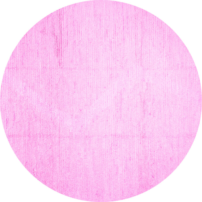 Round Machine Washable Solid Pink Modern Rug, wshcon523pnk