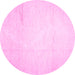 Round Machine Washable Solid Pink Modern Rug, wshcon523pnk