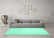 Machine Washable Solid Turquoise Modern Area Rugs in a Living Room,, wshcon523turq