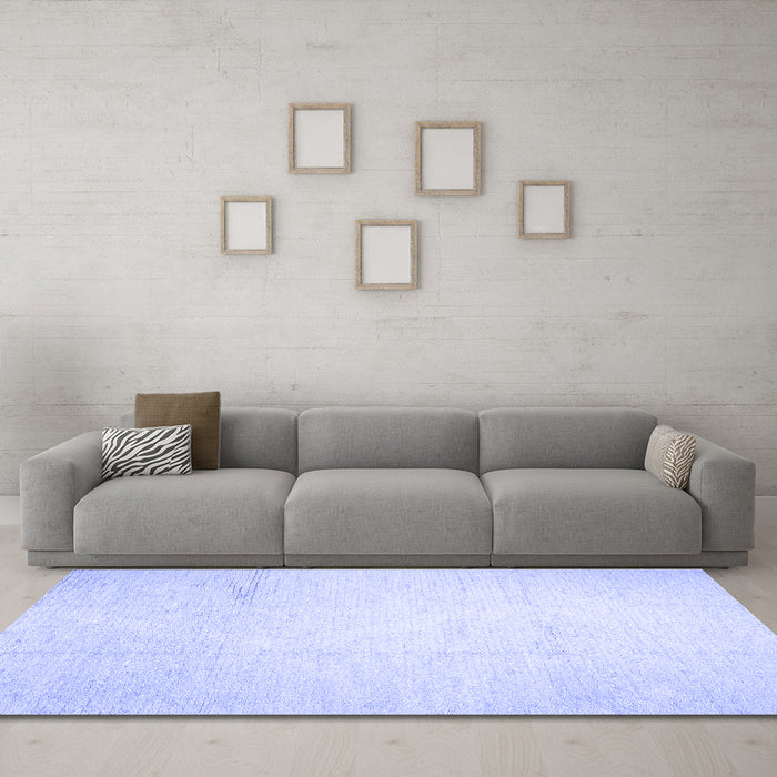 Machine Washable Solid Blue Modern Rug in a Living Room, wshcon523blu
