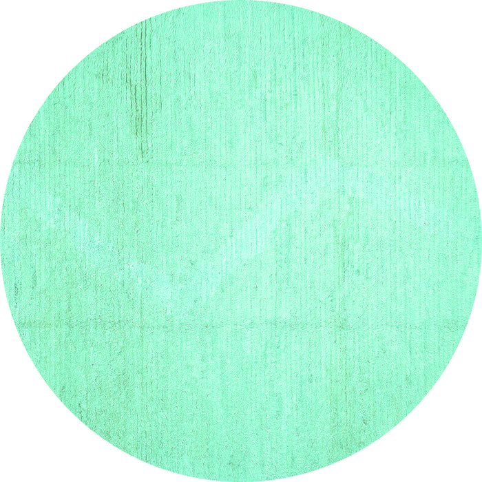 Round Machine Washable Solid Turquoise Modern Area Rugs, wshcon523turq