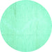 Round Machine Washable Solid Turquoise Modern Area Rugs, wshcon523turq