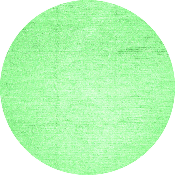 Round Machine Washable Solid Emerald Green Modern Area Rugs, wshcon523emgrn