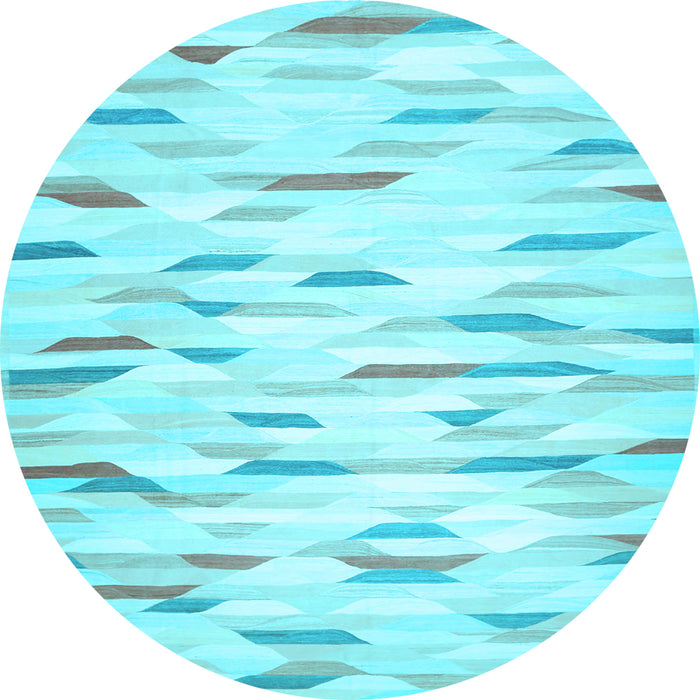 Round Machine Washable Solid Light Blue Modern Rug, wshcon524lblu