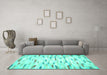 Machine Washable Solid Turquoise Modern Area Rugs in a Living Room,, wshcon524turq