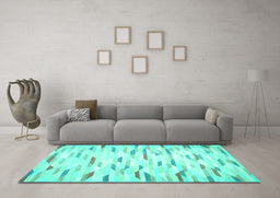 Machine Washable Solid Turquoise Modern Area Rugs in a Living Room,, wshcon524turq