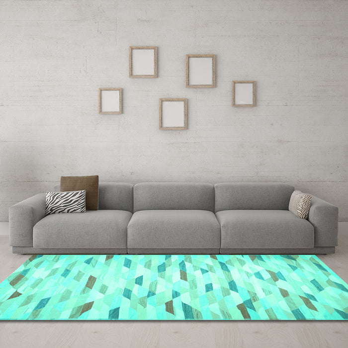 Machine Washable Solid Turquoise Modern Area Rugs in a Living Room,, wshcon524turq