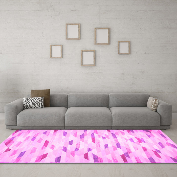 Machine Washable Solid Pink Modern Rug in a Living Room, wshcon524pnk