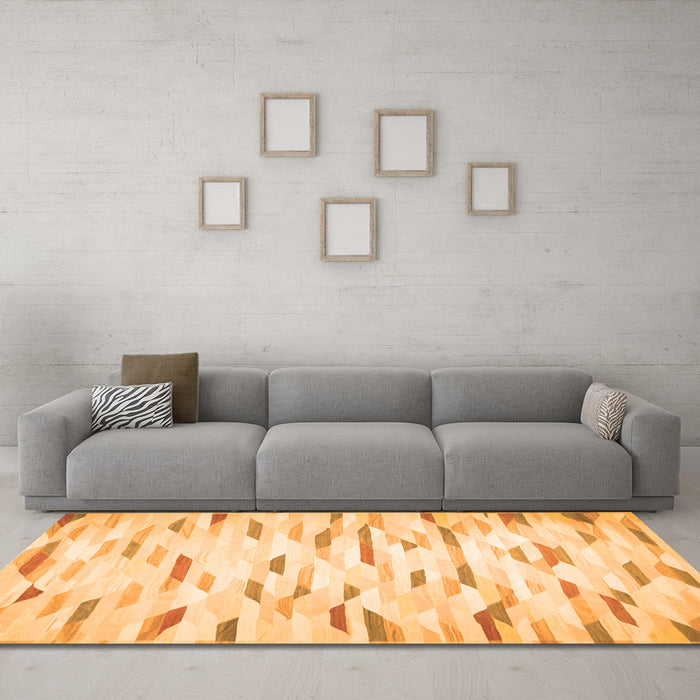 Machine Washable Solid Orange Modern Area Rugs in a Living Room, wshcon524org