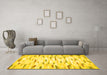 Machine Washable Solid Yellow Modern Rug in a Living Room, wshcon524yw