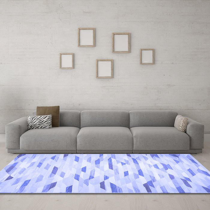 Machine Washable Solid Blue Modern Rug in a Living Room, wshcon524blu