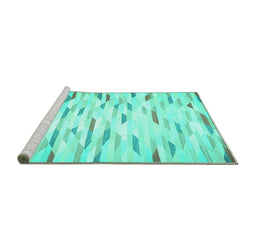 Sideview of Machine Washable Solid Turquoise Modern Area Rugs, wshcon524turq