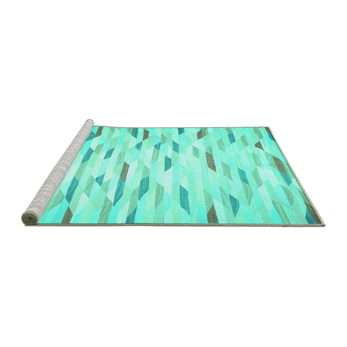 Sideview of Machine Washable Solid Turquoise Modern Area Rugs, wshcon524turq
