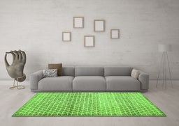 Machine Washable Abstract Green Contemporary Area Rugs in a Living Room,, wshcon525grn