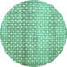 Round Abstract Turquoise Contemporary Rug, con525turq