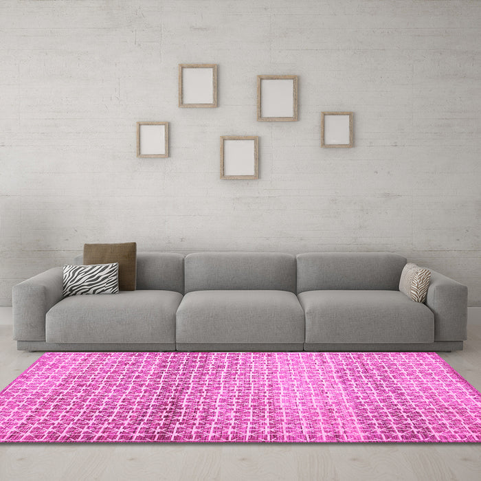 Machine Washable Abstract Pink Contemporary Rug in a Living Room, wshcon525pnk
