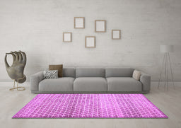 Machine Washable Abstract Purple Contemporary Area Rugs in a Living Room, wshcon525pur