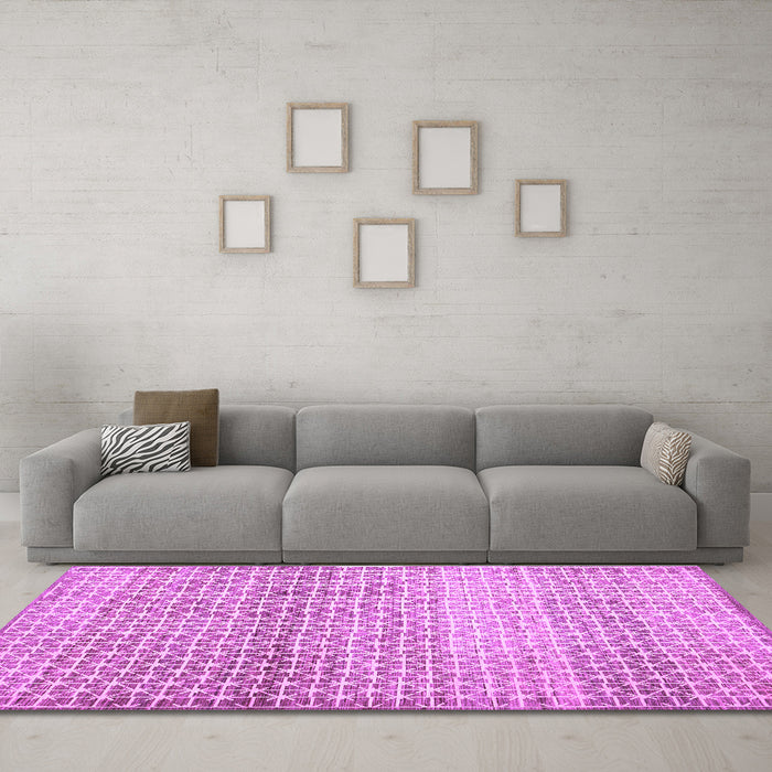 Machine Washable Abstract Purple Contemporary Area Rugs in a Living Room, wshcon525pur