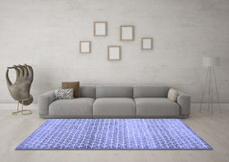 Machine Washable Abstract Blue Contemporary Rug in a Living Room, wshcon525blu