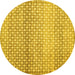 Round Abstract Yellow Contemporary Rug, con525yw