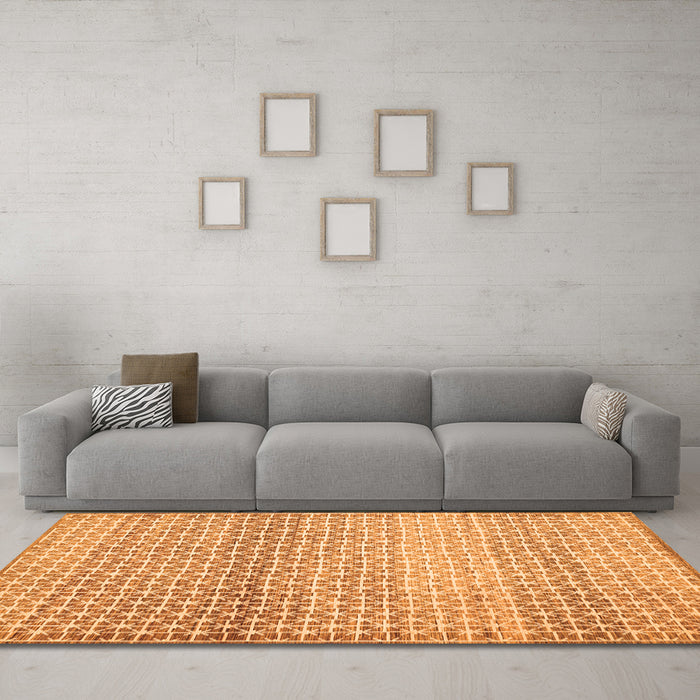 Machine Washable Abstract Orange Contemporary Area Rugs in a Living Room, wshcon525org