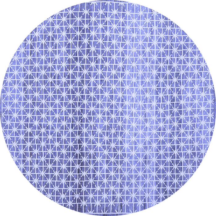 Round Abstract Blue Contemporary Rug, con525blu