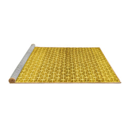 Sideview of Machine Washable Abstract Yellow Contemporary Rug, wshcon525yw