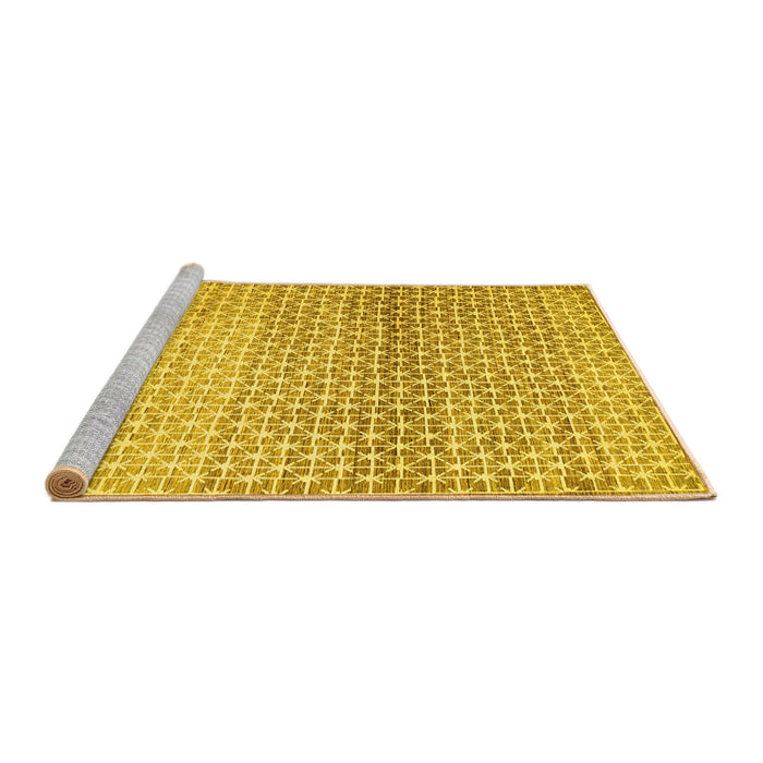 Sideview of Machine Washable Abstract Yellow Contemporary Rug, wshcon525yw