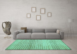 Machine Washable Abstract Turquoise Contemporary Area Rugs in a Living Room,, wshcon525turq